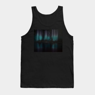 Purple and Teal Northern Lights Silhouette Tank Top